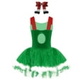 thumbnail image 2 of TSSOE Kids Girls Christmas Performance Outfits Sleeveless Sequin Leotard Dress with Hair Clip Set Green 6, 2 of 3