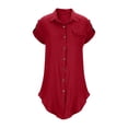 thumbnail image 4 of Girls Casual Shirt Dress Collared Button Down Mini Tshirt Dresses Short Sleeve Summer Beach Cover Ups Wine, 5 Years, 4 of 7