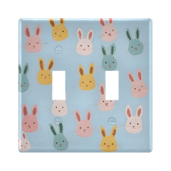 Yayeee Toggle Light Switch Wall Plate 2-Gang 4.56"x4.48" Decorative Outlet Cover, Cute Rabbits