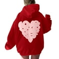 thumbnail image 6 of Baqcunre Womens Hoodies Women's Long Sleeved Zipperless Back Love Your Self Printed Hoodie Fleece Jacket Fall Outfits Women Trendy Red L, 6 of 6