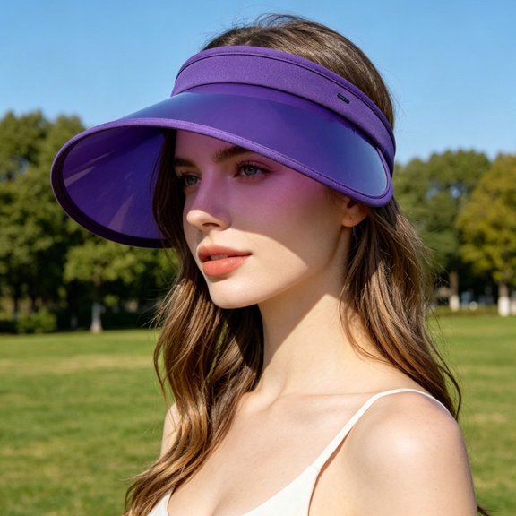 UV Blocking Clear TPU Large Brim Sport Visor Hat, Soft Padded Headband Empty Top Sun Cap for Beach Travel Cycling Golf Outdoor Summer Sun Protection Three Tone Options