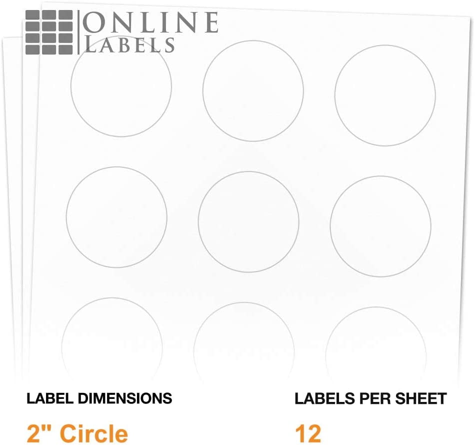 2 Inch Round Labels - Inkjet/Laser Printer - Online Labels - Canning/Mason Jar (100 Sheet Pack)