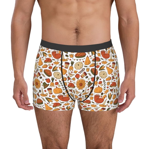 Balery Thanksgiving with Food Calzoncillos bóxer para hombre, ropa interior de algodón suave y transpirable con cinturilla de nailon-XX-Large
