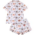 thumbnail image 2 of Halloween Pajamas Women 2026, Cute Satin Ghost Pumpkin Print Short Sleeve Button Top and Shorts Matching Sleepwear Pajamas, 2 of 5