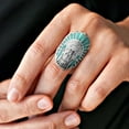 thumbnail image 3 of Chief Green Turquoise Sterling Silver Statement Ring for Female Anniversary Size-13, 3 of 5