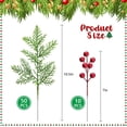 thumbnail image 2 of 50 Pcs Christmas Artificial Pine Branches with 10 Pcs Artificial Red Berry Stems- Red Berry Evergreen Pine Leaves Branches- Fake Foliage Pine Needles for DIY Christmas Home Decoration, 2 of 5