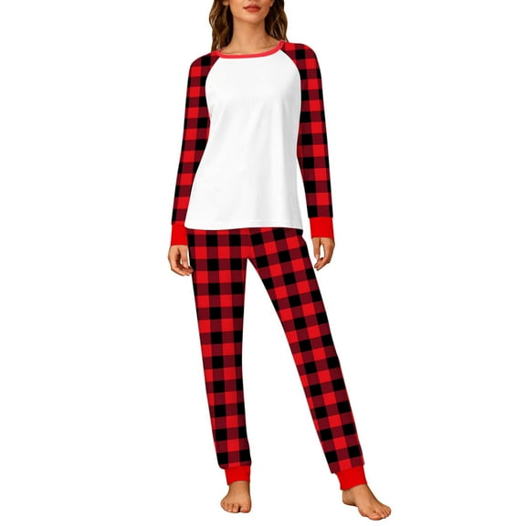 LINGLANG Christmas Pajamas For Women Set Festive Flannel Cozy Long Sleeve With Holiday Print Wear Family Matching Outfits Winter Xmas Print Pjs Sleepwear Loungewear Nightwear Nightclothes Homewear