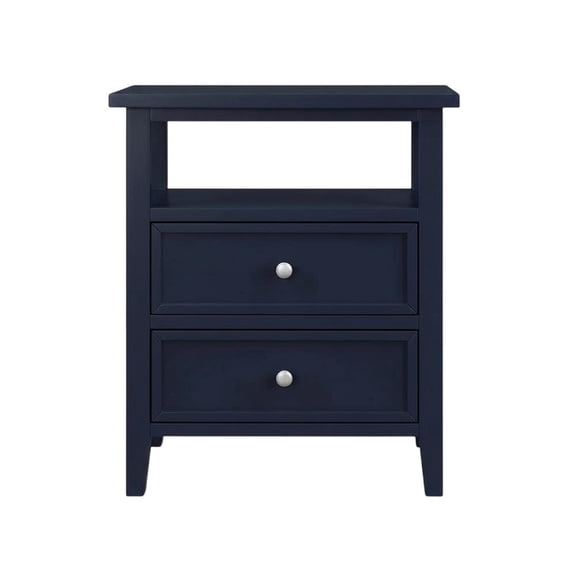 Midnight Blue Nightstand with 2 Drawers and Modern Design