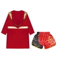 thumbnail image 4 of Yruioon Kids Boys Boxing Outfit Metallic SatinLong Sleeve Robe Hooded Grown Cloak with Belt and Boxer A3 14, 4 of 5