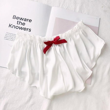 

[BRAND BIG PROMOTION]Women ShortsSilk Satin Womens Panties Flowers Floral Plus Size Lace Pajamas Underwear