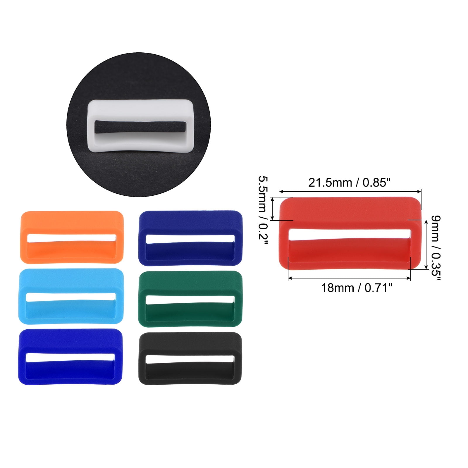 Unique Bargains 16mm Silicone Watch Band Strap Loops Replacement Fastener 18mm