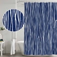 thumbnail image 4 of Vintage Wave Lines Shower Curtain Set - Long 72" x 84" Washable Bathtub Curtain with 12 Hooks, Classic Minimalist Striped Navy Blue Waterproof Fabric Stall Shower Curtains for Bathroom/Bathtub Décor, 4 of 6