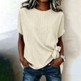 thumbnail image 4 of Annhoo Striped Blouses for Women Crew Neck Side Tie Knot Short Sleeve Top Loose Lightweight Comfy Beach Shirts, 4 of 7