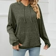 thumbnail image 2 of Fanxing Womens Drawstring Sweatshirt with Hood 2025 Cable Knit Fall Long Sleeve Hoodies Pullover Casual Loose Hooded Sweater with Pocket Army Green L, 2 of 7