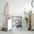 thumbnail image 3 of Flash Furniture Bathroom Storage Cabinet Organizer with Two Magnetic Closure Doors, In-Cabinet Adjustable Shelf, and Upper Open Shelf in White, 3 of 11