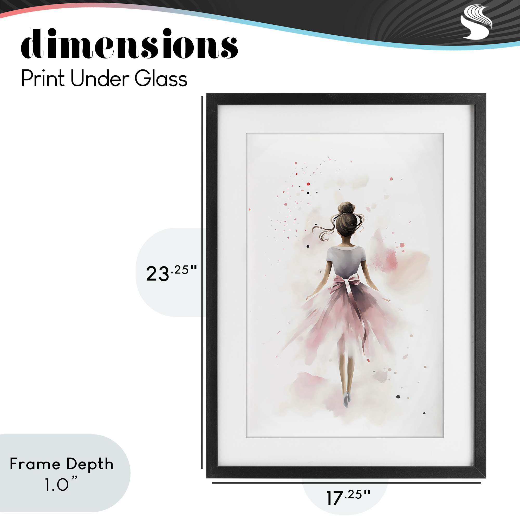 Stupell Industries Speckled Ballerina View Black Framed Print Under Glass, design by Creative Studio