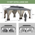 thumbnail image 2 of Kullavik 12'x20' Hardtop Gazebo, Outdoor Double Roof Canopy with Netting and Curtains, Galvanized Metal Frame, Sunshade for Patio, Backyard, Deck and Lawns-Sand, 2 of 7