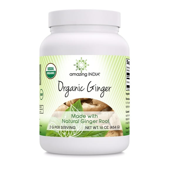 Amazing India USDA Certified Organic Ginger Powder 16 Oz Supplement