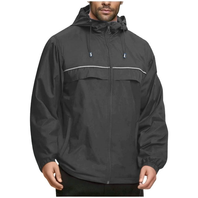 aohooy Coupe-Vent Compressible pour Homme - Imperméable Léger à Capuche Randonnée Voyage 2025 Gris Foncé,S