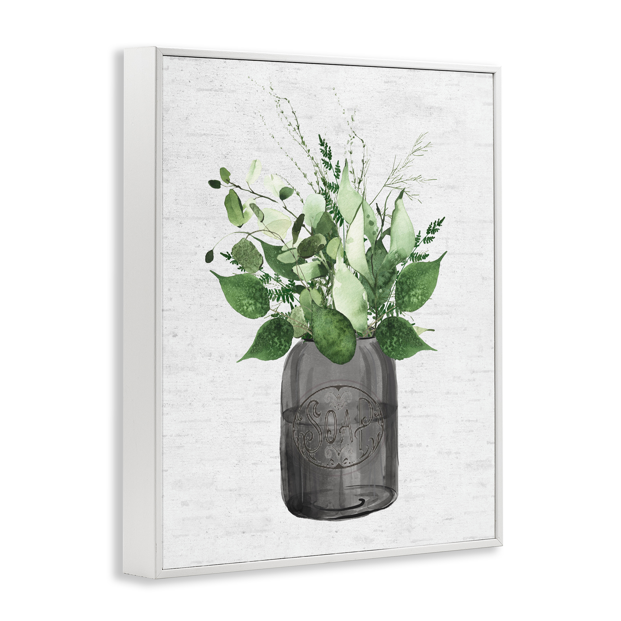 Vintage Soap Jar Herbs White Framed Giclee Art, design by Lettered and Lined