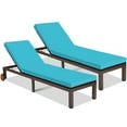 thumbnail image 2 of Costway 2PC Patio Rattan Lounge Chair Chaise Recliner Back Adjustable W/Wheels Cushioned, 2 of 11
