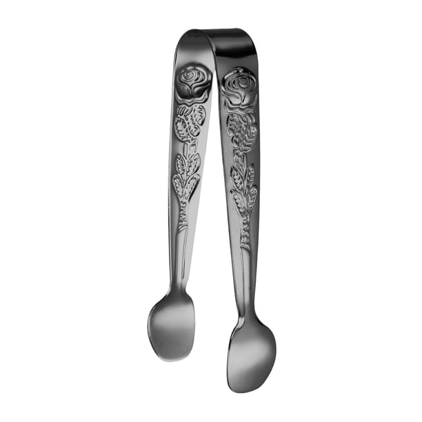 Billuyoard Mini pinzas para comida para barbacoa, fáciles de recoger, pinzas para azúcar estampadas en la cocina, con pinza para hielo pequeña Cocina y Comedor negro