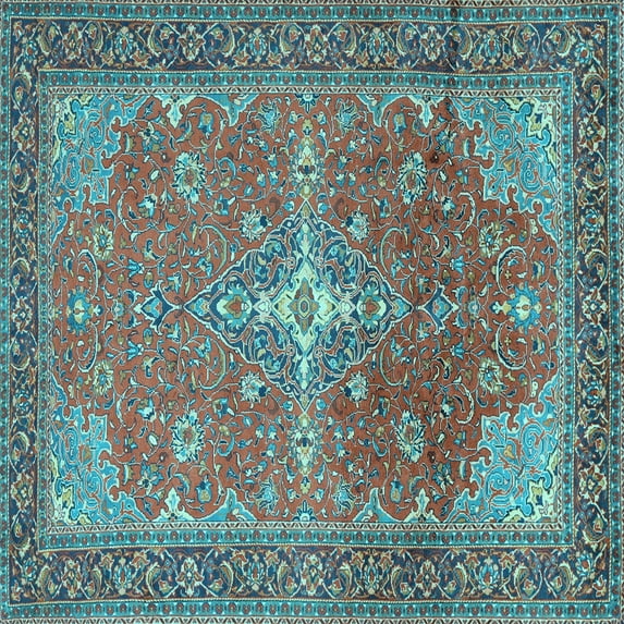 Ahgly Company Indoor Square Persian Light Blue Traditional Area Rugs, 8' Square
