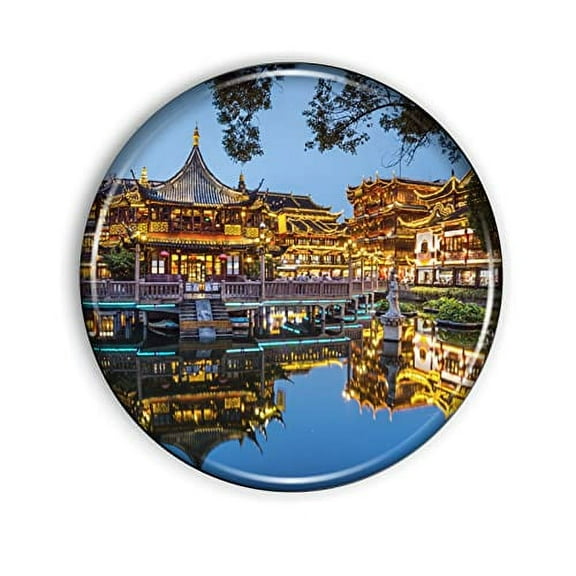 Shanghai Magnet Strong and Flexible Shanghai Refrigerator Magnet 1.1 Inch Epoxy Dome