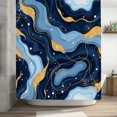 thumbnail image 2 of Polo Blue Gold Marble Pattern Polyester Shower Curtain for Spring Summer Home Bathroom Bath Tub Decor 72x72 inch, 2 of 5