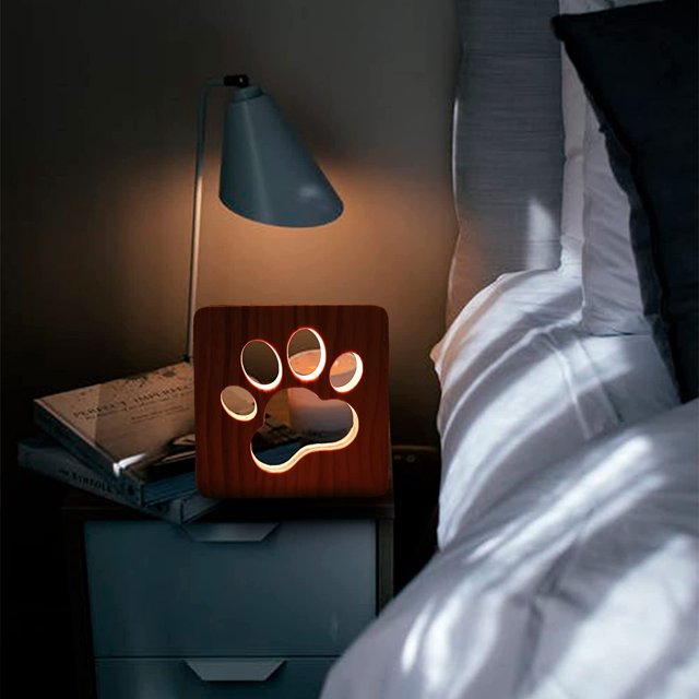 Luz de noche Ni?o adulto Madera tallada Hueco LED USB Forma amable Decoración de dormitorio de Navidad ZefeiWu 8390615410427