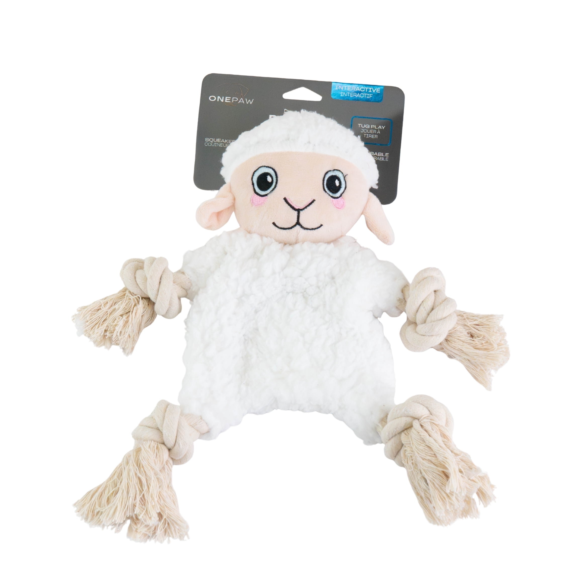 One Paw, Un Jouet en Corde pour Chien en Forme de Patte avec un Squeaker et des Coutures Durables