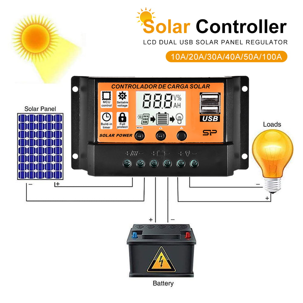 Solar Panel Battery Regulator Charge Controller PWM 10A/20A/30A LCD USB 
