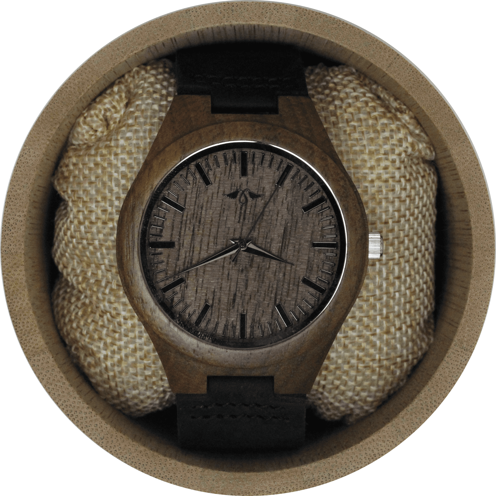 Angie Wood Creations Walnut Men’s Watch With Black Leather Strap ...