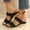 Black, variant on WIZUTIZ Womens Shower Shoes Vintage Soft Breathable Slides for Women Summer High Heel Shower Shoes Wedge Sandals Slip on Sandals Knitted BOHO Beach Slide Sandals Outdoor Cushion Shower Shoes for Lady