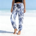 thumbnail image 4 of SONXAHE Leaf Print Jogger Pants for Women Elastic Ankle Beach Vacation Trousers, 4 of 6