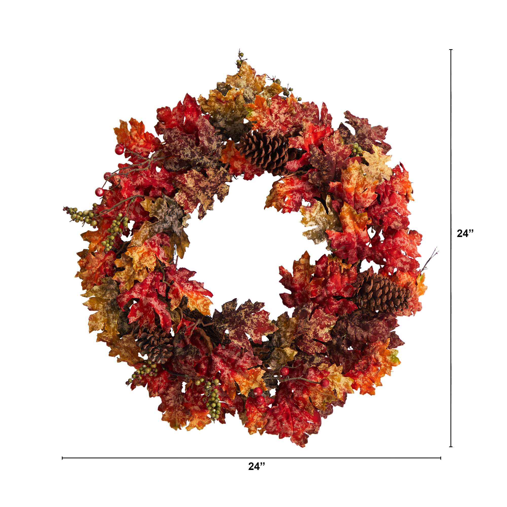 Nearly Natural Plastic Thanksgiving Artificial Fall Wreath, 24" (Multicolor)