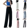 thumbnail image 4 of Inleife Women Wide Legs High Waist Loose And Versatile Straight Leg Pants With A Drooping Feel Light Blue M, 4 of 4