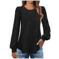 thumbnail image 1 of Womens Long Sleeve Eyelet Tops - Crew Neck, Fall Casual Blouses - Solid Color, Loose Fit, Breathable Fabric - S-XXL Sizes, 1 of 8