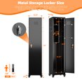 thumbnail image 3 of Aobabo 72''H Metal Broom Closet Storage Cabinet with Wheels, Steel Cleaning Tool Cabinet for Garage with Pegboards and Hooks,Assembly Required,Black, 3 of 9