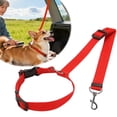 thumbnail image 2 of Qyaukm Red Pet Car Safety Belt, Adjustable Vehicle Dog Leash with Shock Absorbing Bungee, Heavy-Duty Seat Belt Tether Clip for Back Seat Travel, Reflective for Night Visibility, 2 of 9