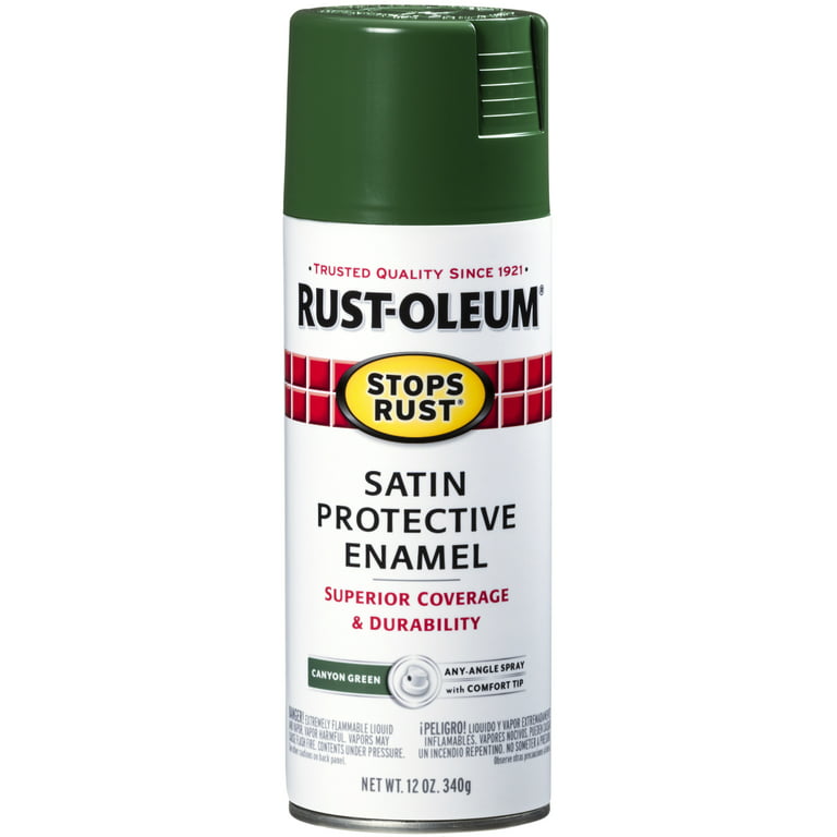 Rust-Oleum Stops Rust Protective Enamel Spray Paint Satin Canyon Green 12-oz. 371673