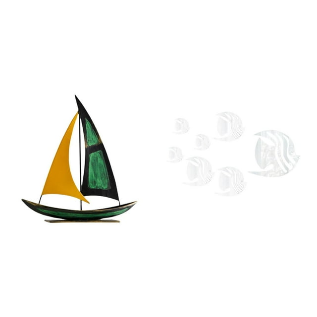 Escultura De Velero De Hierro, Adorno De Mesa, Colección De Decoración Feng Shui, Figura Decorativa Para Centro De Mesa, Escritorio, Estantería, Espejo Acrílico, Pegatinas De Pared,