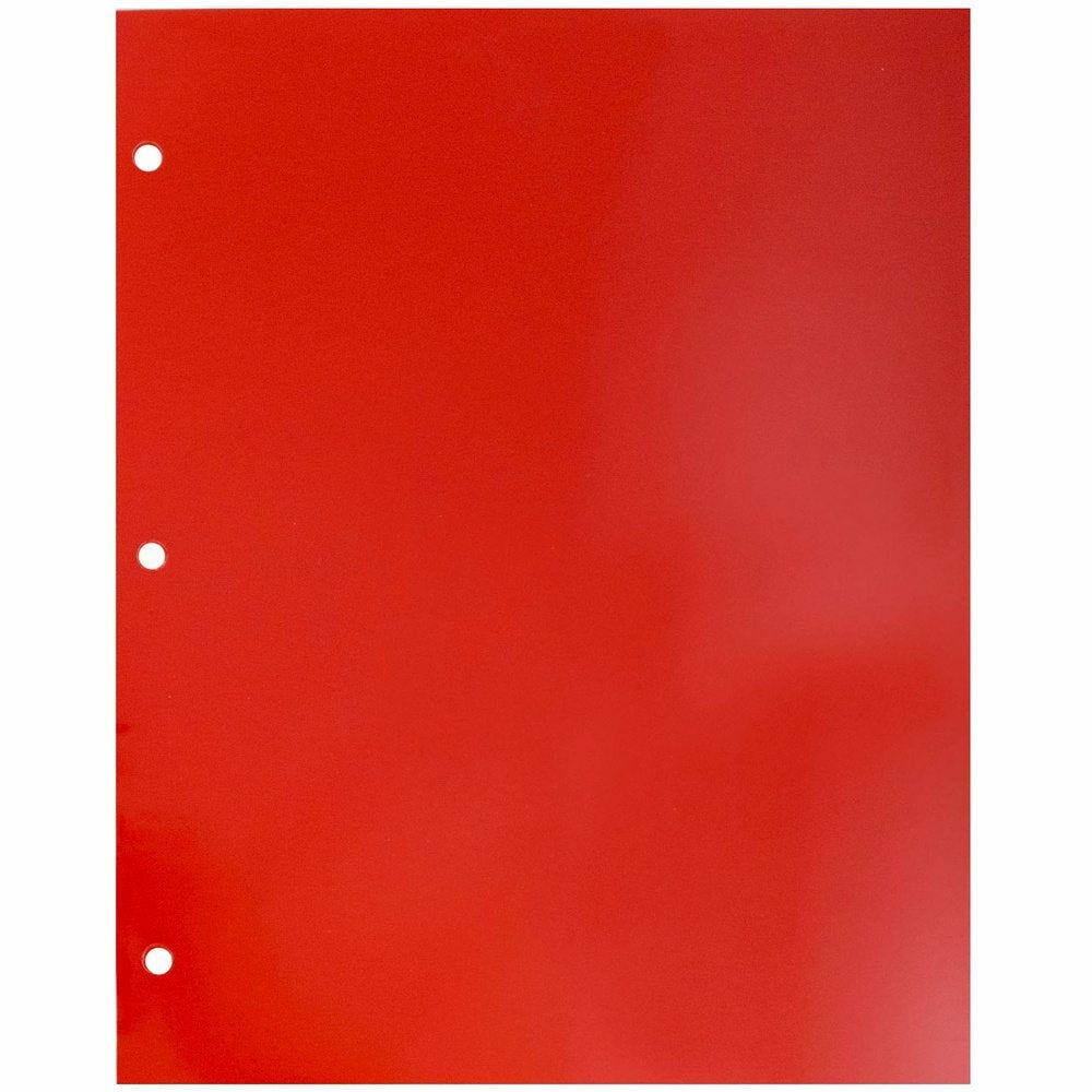 JAM Paper Laminated Two Pocket Glossy 3 Hole Punch School Folders, Red, 3/Pack