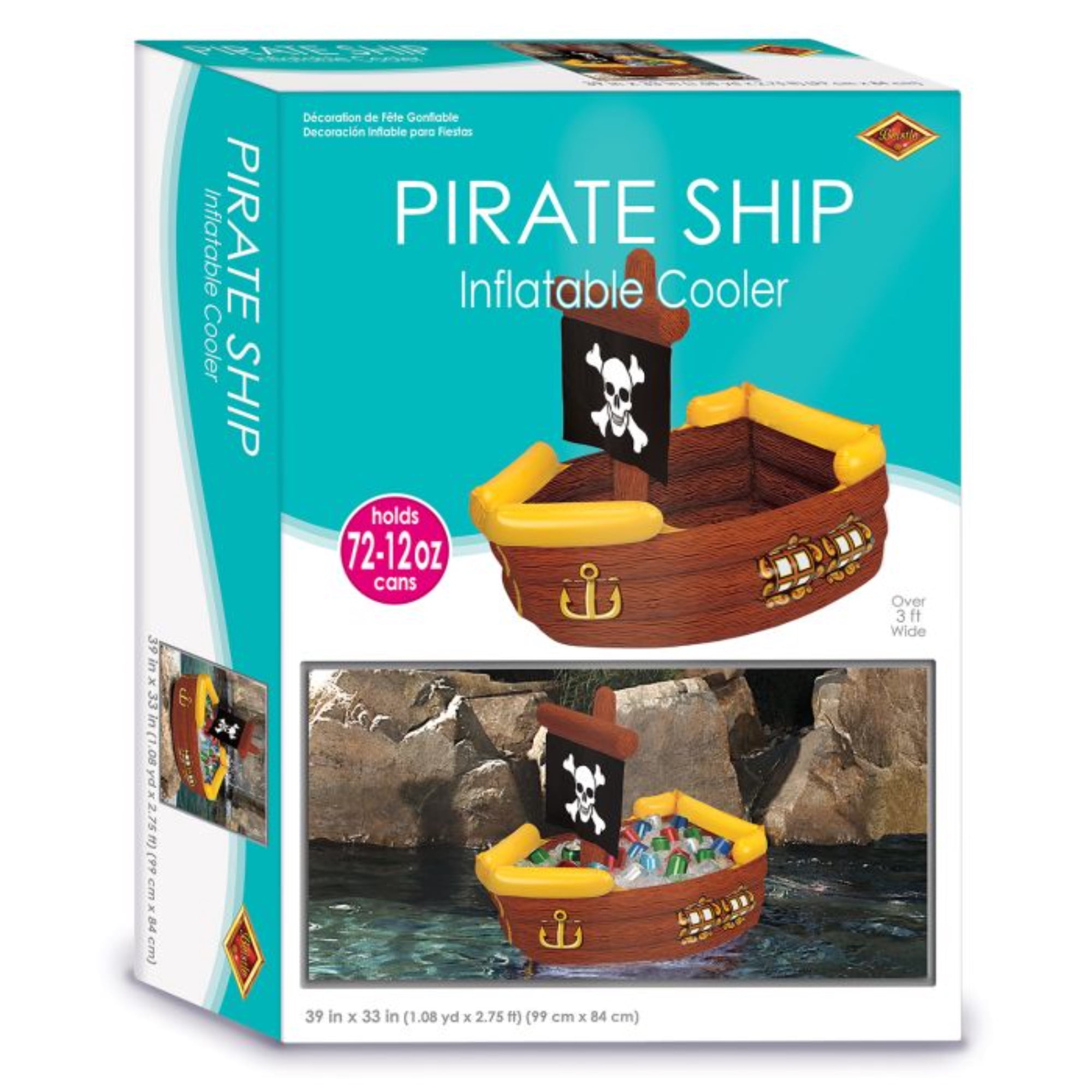 Beistle Inflatable Pirate Ship Coolers - 33" - Brown and Yellow