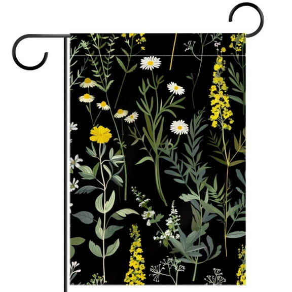Cute Herbs and Floral Meadow Collection Welcome Garden Flags, 12 x 18 Inch Double Sided Outdoor Yard Flags Waterproof For Home Outside Patio Lawn Porch