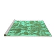 thumbnail image 2 of Ahgly Company Machine Washable Indoor Square Abstract Turquoise Blue Modern Area Rugs, 3' Square, 2 of 4