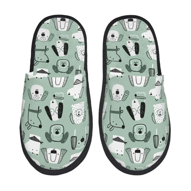 Fotbe Puppy Pantuflas Peludas para Mujer con Estampado, Zapatillas de Peluche, Zapatos de Invierno para Casa, Uso Interior y Exterior-Medium
