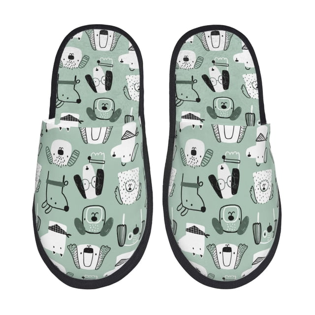 Fotbe Puppy Pantuflas Peludas para Mujer con Estampado, Zapatillas de Peluche, Zapatos de Invierno para Casa, Uso Interior y Exterior-Medium