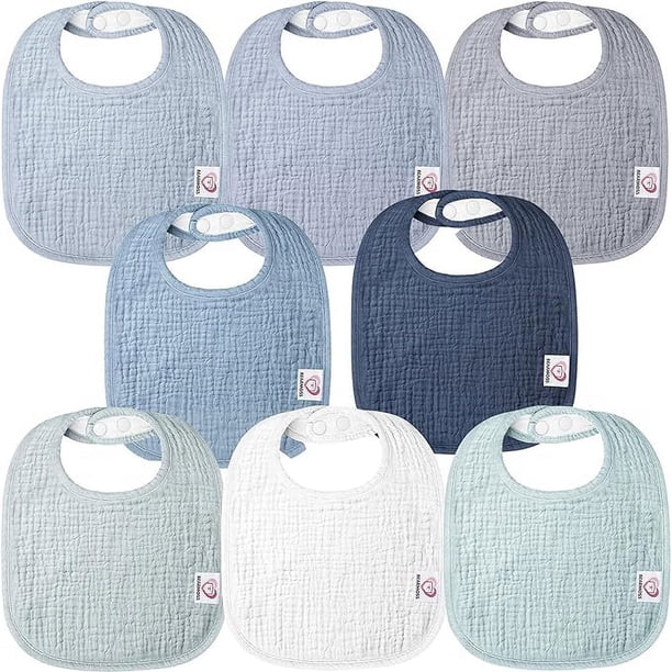 Baberos de muselina para bebés Bearmoss, paquete de 8, 100% algodón