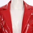 thumbnail image 5 of YiZYiF Womens Patent Leather Lapel Jacket Long Sleeve Cropped Moto Biker Coat Music Festival Tops Outerwear Red XL, 5 of 7